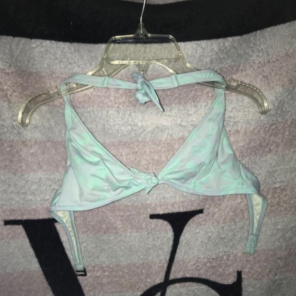 Pualani blue-tone Hibiscus flower bikini top Only